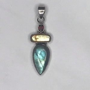 Genuine stone and 925 silver pendant